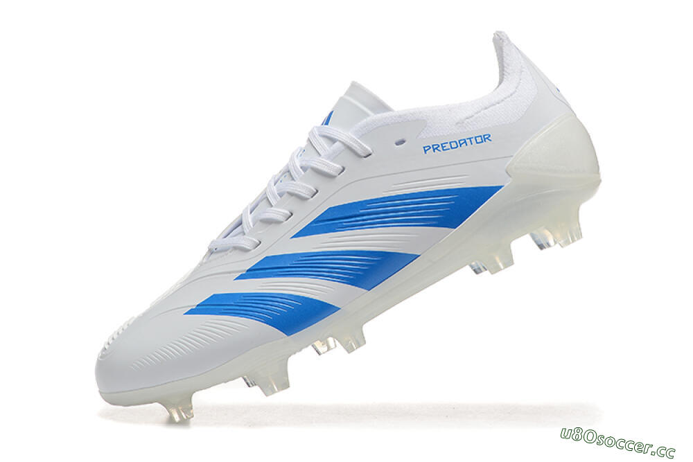 Men's Adidas Predator 24 Elite FG Firm Ground Low-Tops Football Boots - White/Blue 5