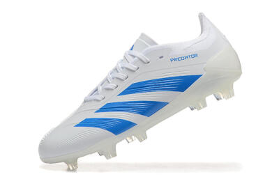 Men's Adidas Predator 24 Elite FG Firm Ground Low-Tops Football Boots - White/Blue