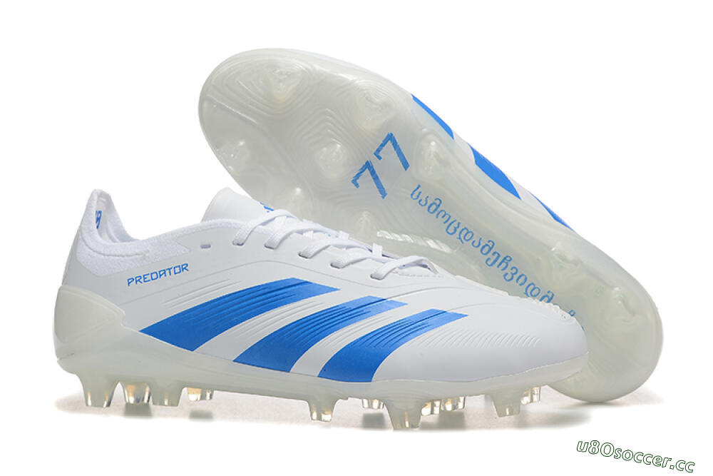 Men's Adidas Predator 24 Elite FG Firm Ground Low-Tops Football Boots - White/Blue 2