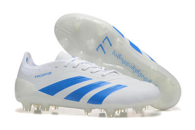 Men's Adidas Predator 24 Elite FG Firm Ground Low-Tops Football Boots - White/Blue