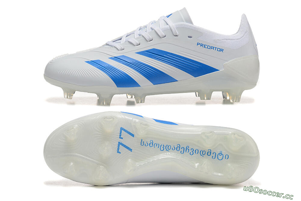 Men's Adidas Predator 24 Elite FG Firm Ground Low-Tops Football Boots - White/Blue 1