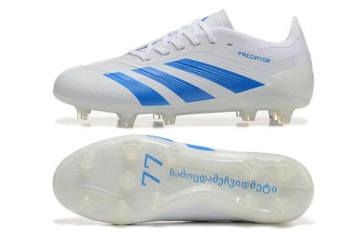 Men's Adidas Predator 24 Elite FG Firm Ground Low-Tops Football Boots - White/Blue