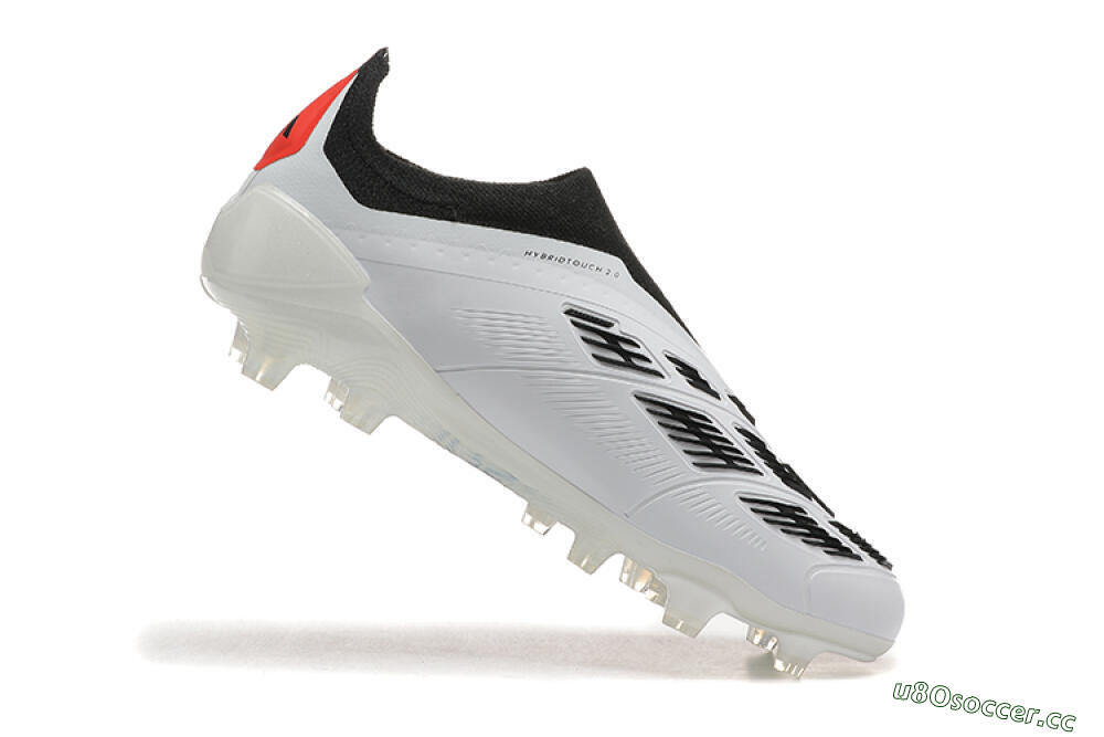 Men's Adidas Predator 24 Elite Laceless FG Firm Ground Low-Tops Football Boots - White/Black/Red 4