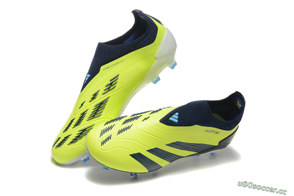 Men's Adidas Predator 24 Elite Laceless FG Firm Ground Low-Tops Football Boots - Yellow/Black/Blue 3