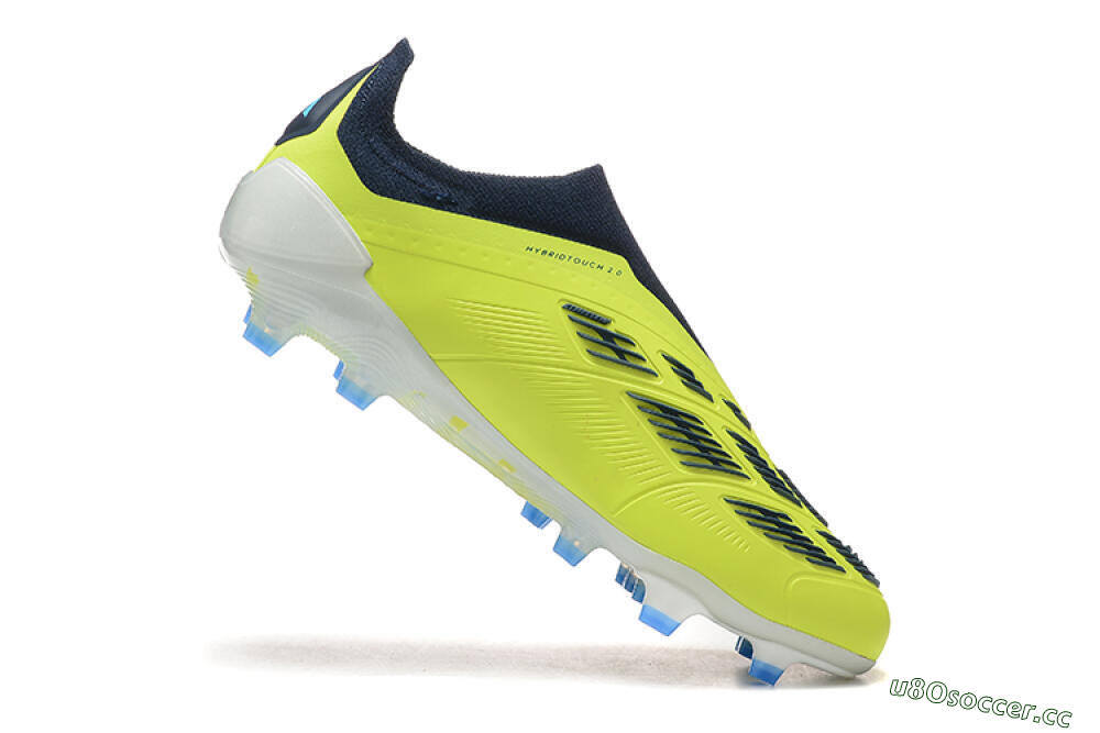 Men's Adidas Predator 24 Elite Laceless FG Firm Ground Low-Tops Football Boots - Yellow/Black/Blue 4