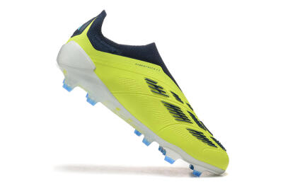 Men's Adidas Predator 24 Elite Laceless FG Firm Ground Low-Tops Football Boots - Yellow/Black/Blue
