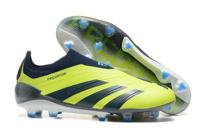 Men's Adidas Predator 24 Elite Laceless FG Firm Ground Low-Tops Football Boots - Yellow/Black/Blue
