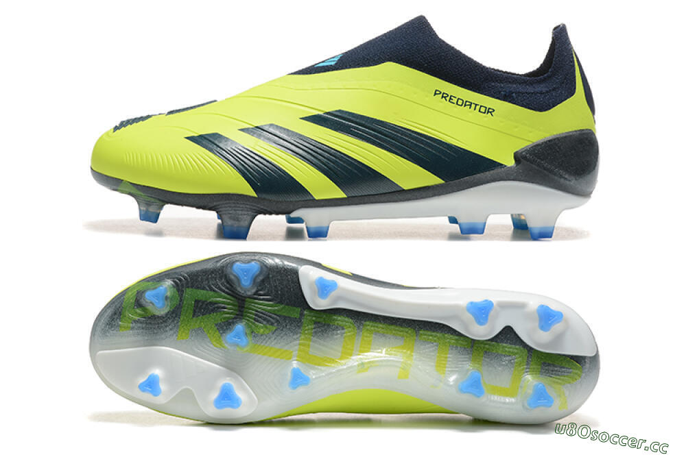Men's Adidas Predator 24 Elite Laceless FG Firm Ground Low-Tops Football Boots - Yellow/Black/Blue 1