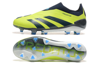 Men's Adidas Predator 24 Elite Laceless FG Firm Ground Low-Tops Football Boots - Yellow/Black/Blue