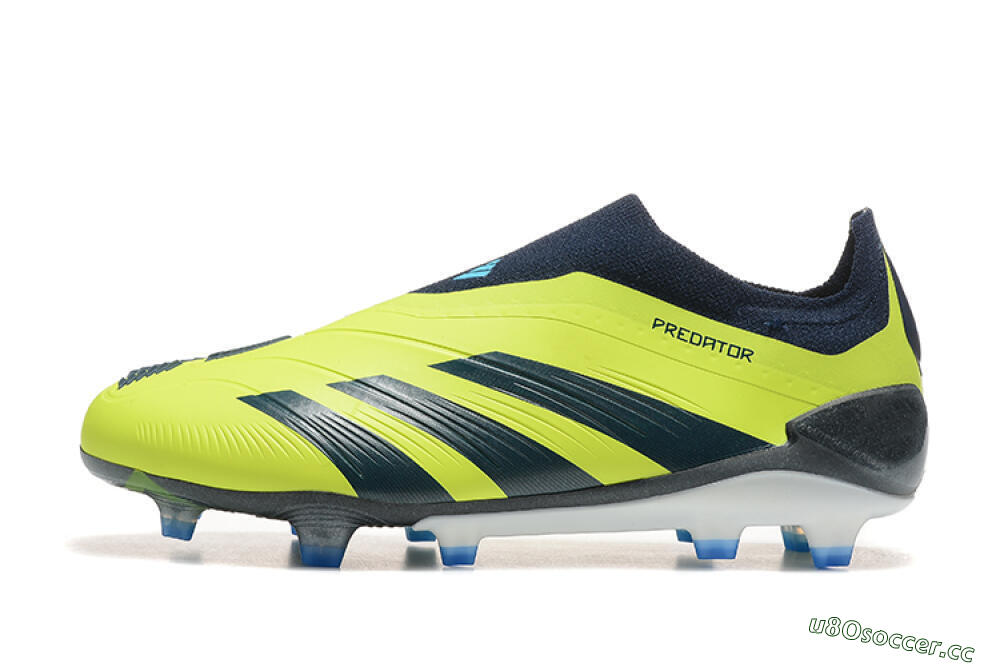 Men's Adidas Predator 24 Elite Laceless FG Firm Ground Low-Tops Football Boots - Yellow/Black/Blue 0