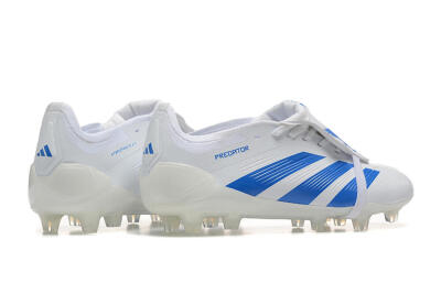 Men's Adidas Predator Elite Foldover Tongue FG Firm Ground Low-Tops Football Boots - White/Blue