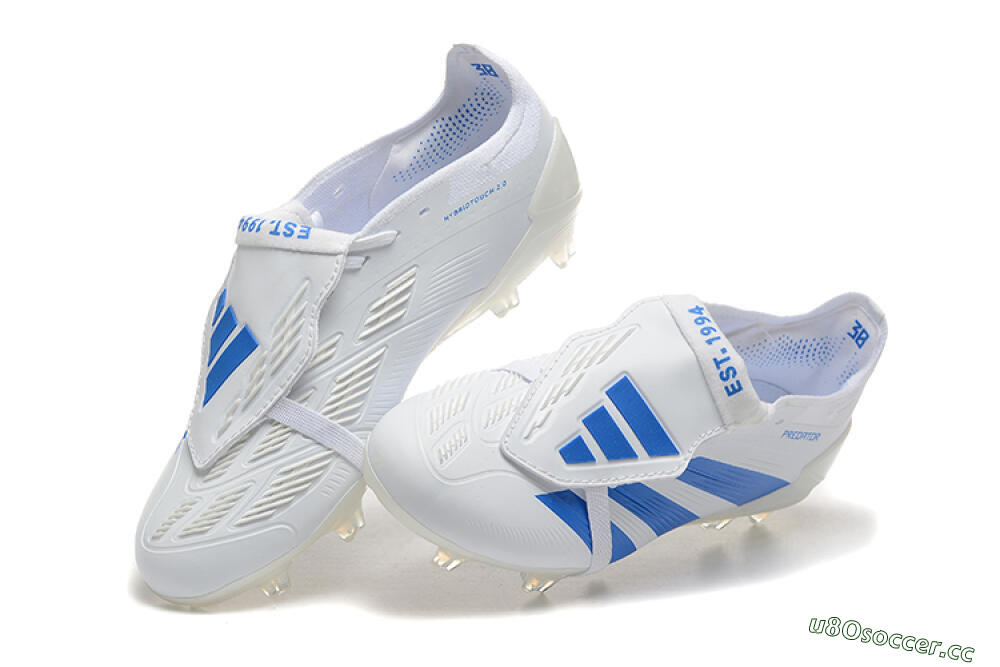 Men's Adidas Predator Elite Foldover Tongue FG Firm Ground Low-Tops Football Boots - White/Blue 3