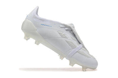 Men's Adidas Predator Elite Foldover Tongue FG Firm Ground Low-Tops Football Boots - White/Blue