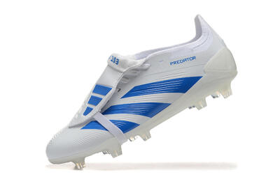 Men's Adidas Predator Elite Foldover Tongue FG Firm Ground Low-Tops Football Boots - White/Blue