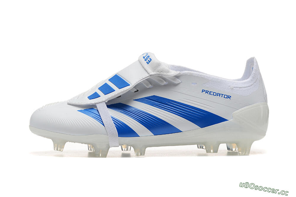 Men's Adidas Predator Elite Foldover Tongue FG Firm Ground Low-Tops Football Boots - White/Blue 0