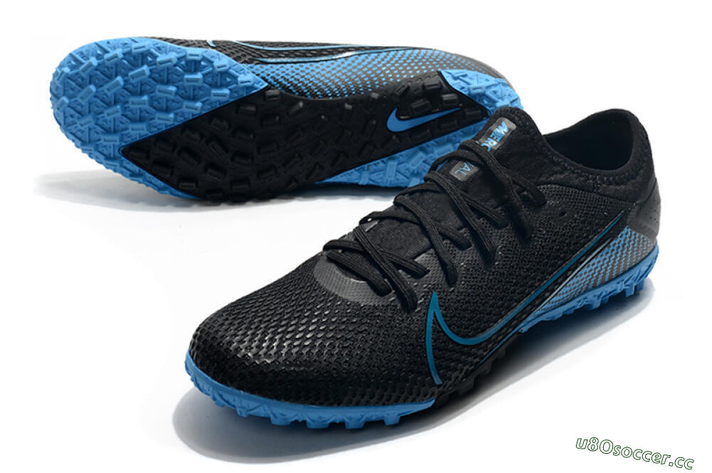Men's Nike Mercurial Vapor 13 Pro TF Artificial Turf Low-Tops Football Shoes - Black/Blue 3