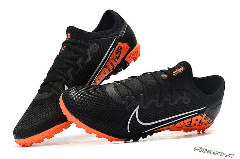 Men's Nike Mercurial Vapor 13 Pro TF Artificial Turf Low-Tops Football Shoes - Black/Orange 6