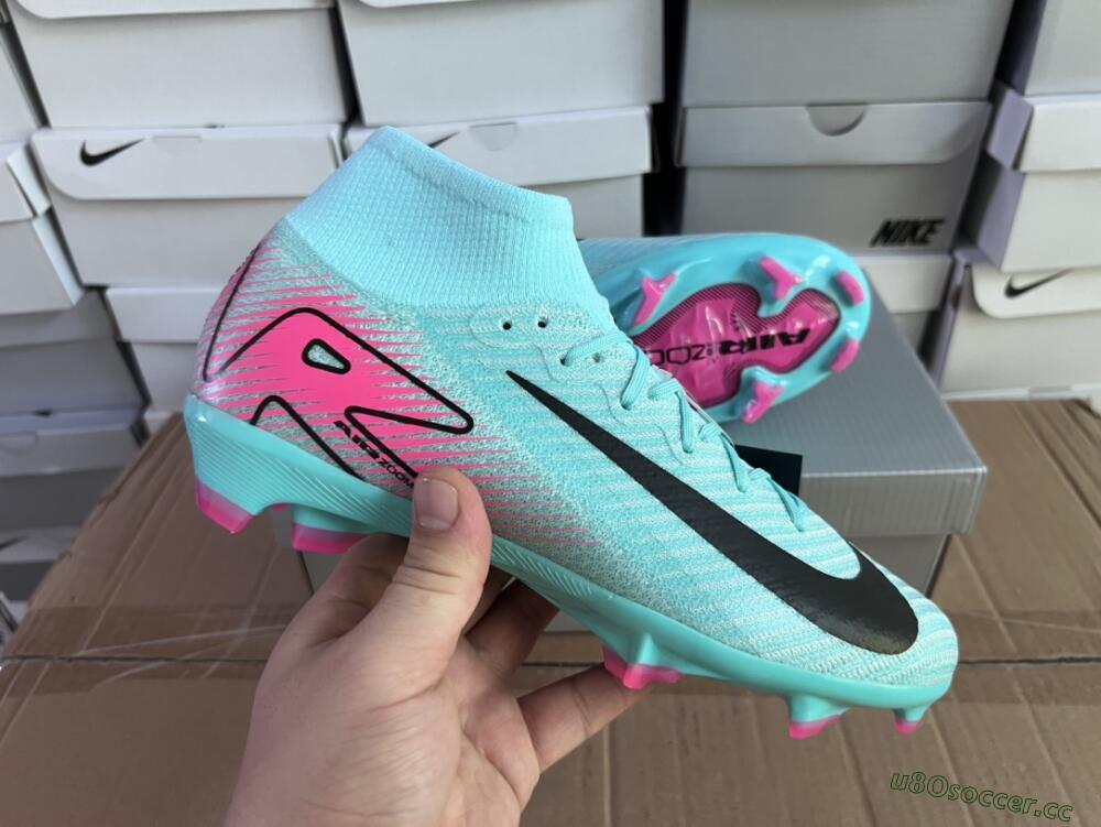 Men's Nike Air Zoom Mercurial Superfly 10 Elite FG Firm Ground High-Tops Football Boots - Jade/Black/Pink