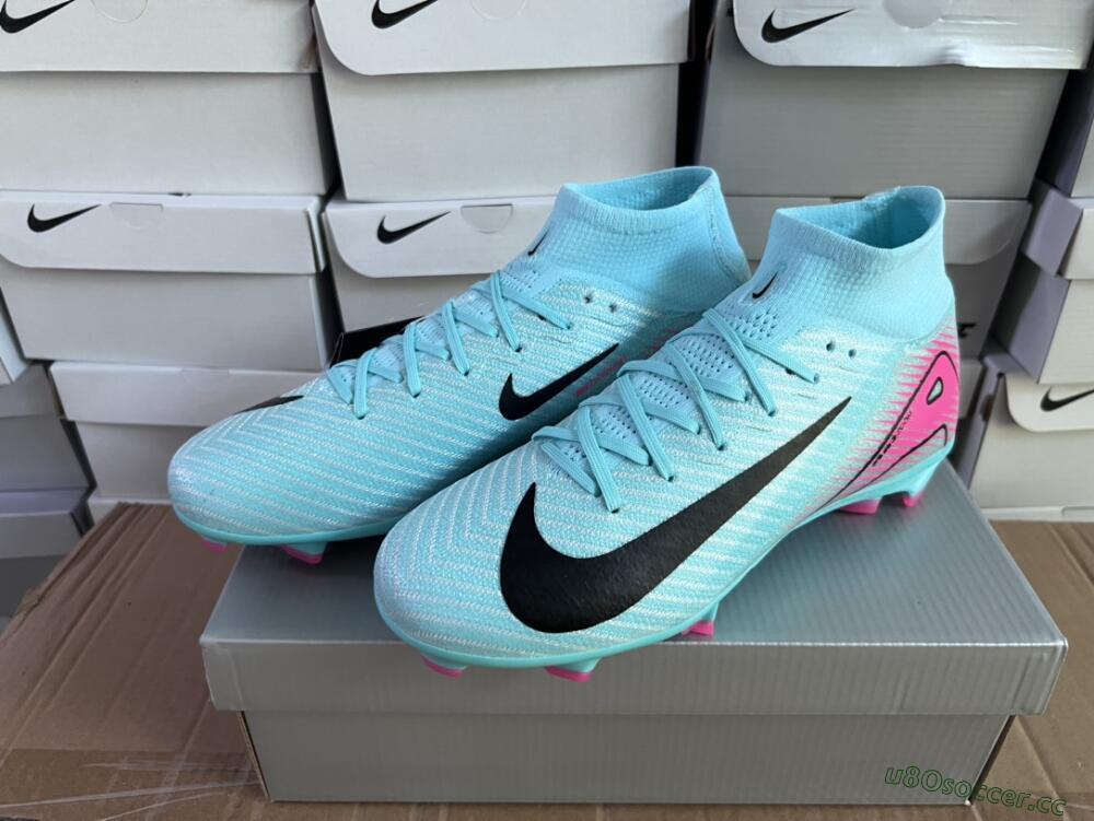 Men's Nike Air Zoom Mercurial Superfly 10 Elite FG Firm Ground High-Tops Football Boots - Jade/Black/Pink