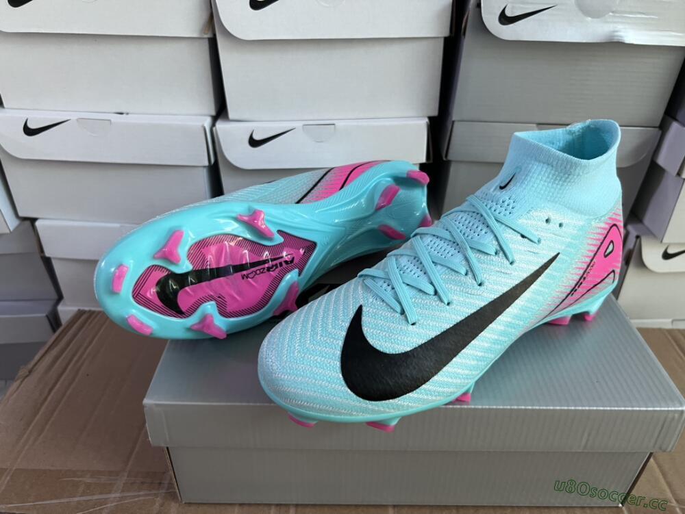 Men's Nike Air Zoom Mercurial Superfly 10 Elite FG Firm Ground High-Tops Football Boots - Jade/Black/Pink