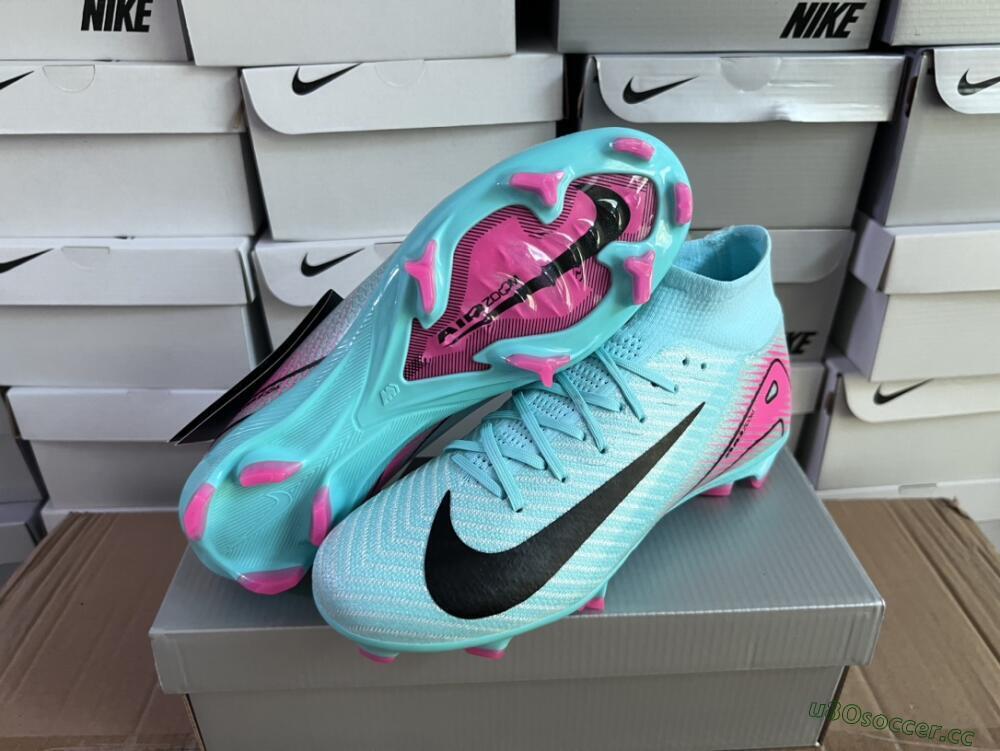 Men's Nike Air Zoom Mercurial Superfly 10 Elite FG Firm Ground High-Tops Football Boots - Jade/Black/Pink