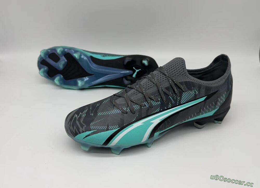 Men's Puma Ultra Ultimate FG Firm Ground Low-Tops Football Boots - Black/Jade