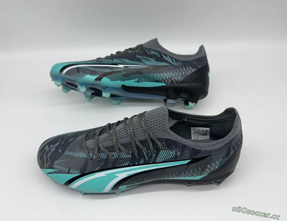 Men's Puma Ultra Ultimate FG Firm Ground Low-Tops Football Boots - Black/Jade