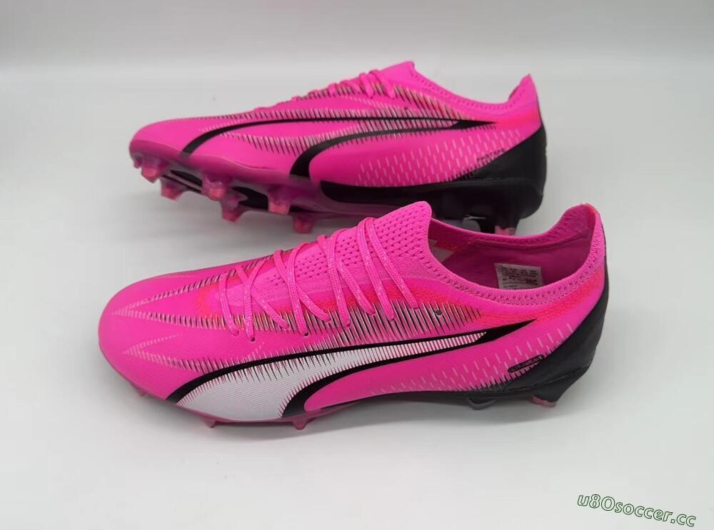 Men's Puma Ultra Ultimate FG Firm Ground Low-Tops Football Boots - Pink/White/Black