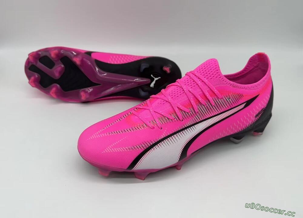 Men's Puma Ultra Ultimate FG Firm Ground Low-Tops Football Boots - Pink/White/Black