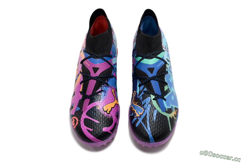 Men's Puma Future Ultimate TF Artificial Turf Low-Tops Football Shoes - Black/Pink/Blue 4