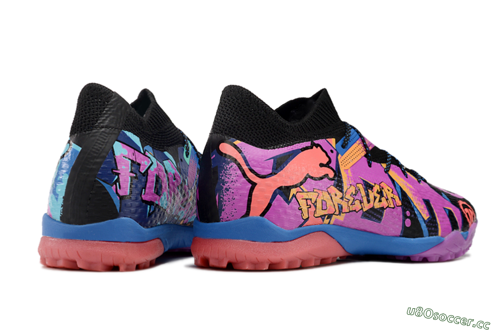 Men's Puma Future Ultimate TF Artificial Turf Low-Tops Football Shoes - Black/Pink/Blue 7