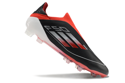 Men's Adidas F50 Elite Laceless FG Firm Ground Low-Tops Football Boots - Black/Red/White