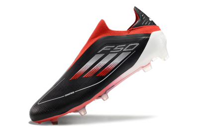Men's Adidas F50 Elite Laceless FG Firm Ground Low-Tops Football Boots - Black/Red/White