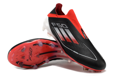 Men's Adidas F50 Elite Laceless FG Firm Ground Low-Tops Football Boots - Black/Red/White