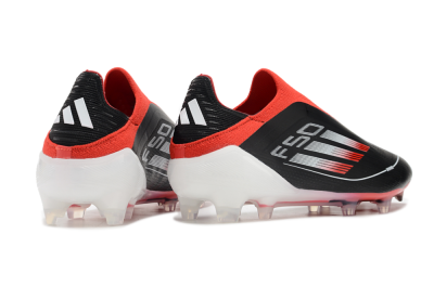 Men's Adidas F50 Elite Laceless FG Firm Ground Low-Tops Football Boots - Black/Red/White