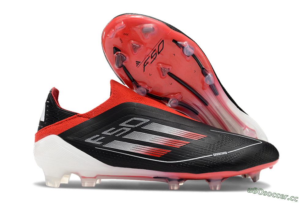 Men's Adidas F50 Elite Laceless FG Firm Ground Low-Tops Football Boots - Black/Red/White 2