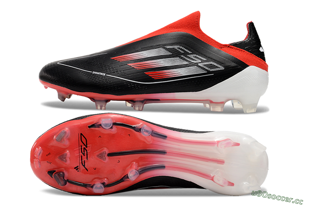 Men's Adidas F50 Elite Laceless FG Firm Ground Low-Tops Football Boots - Black/Red/White 1
