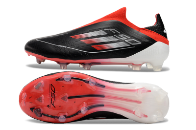 Men's Adidas F50 Elite Laceless FG Firm Ground Low-Tops Football Boots - Black/Red/White