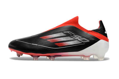 Men's Adidas F50 Elite Laceless FG Firm Ground Low-Tops Football Boots - Black/Red/White