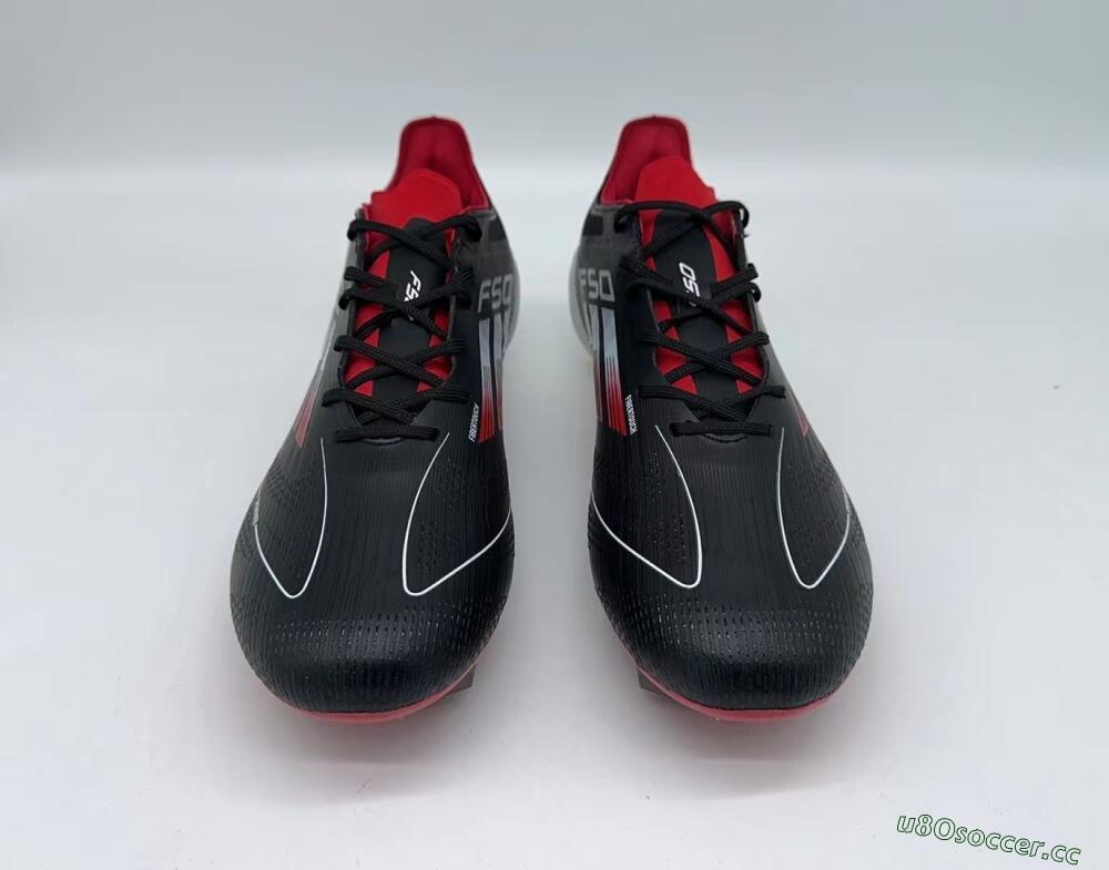 Men's Adidas F50 Elite FG Firm Ground Low-Tops Football Boots - Black/Red/White