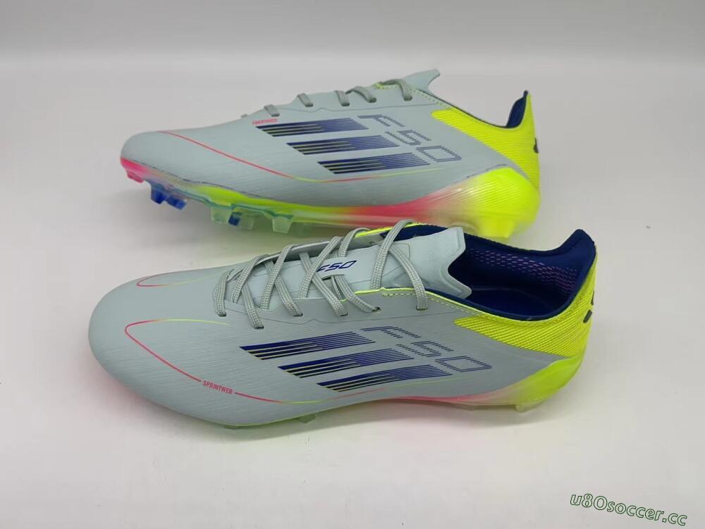 Men's Adidas F50 Elite FG Firm Ground Low-Tops Football Boots - Blue/Pink/Yellow