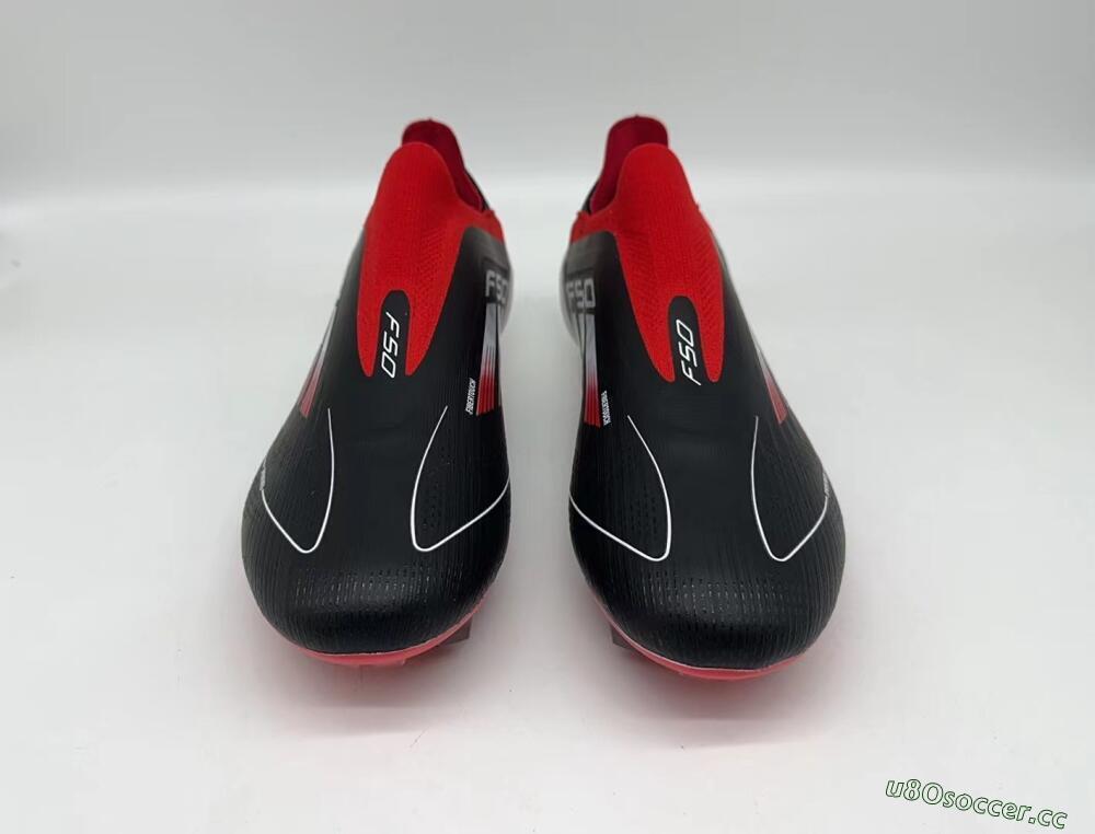 Men's Adidas F50 Elite Laceless FG Firm Ground Low-Tops Football Boots - Black/Red/White