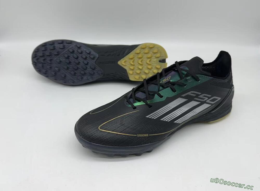 Men's Adidas F50 Elite TF Artificial Turf Low-Tops Football Shoes - Black/Yellow/White