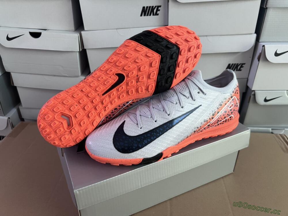 Men's Nike Air Zoom Mercurial Vapor 15 Elite TF Artificial Turf Low-Tops Football Shoes - Grey/Orange/Black