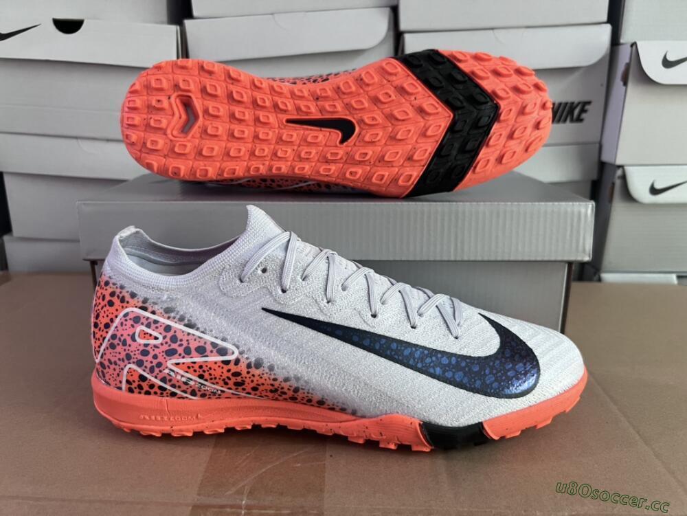 Men's Nike Air Zoom Mercurial Vapor 15 Elite TF Artificial Turf Low-Tops Football Shoes - Grey/Orange/Black