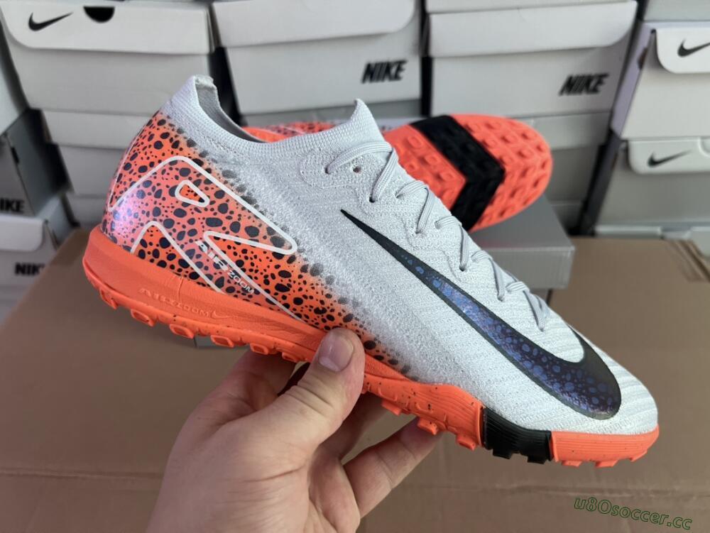 Men's Nike Air Zoom Mercurial Vapor 15 Elite TF Artificial Turf Low-Tops Football Shoes - Grey/Orange/Black