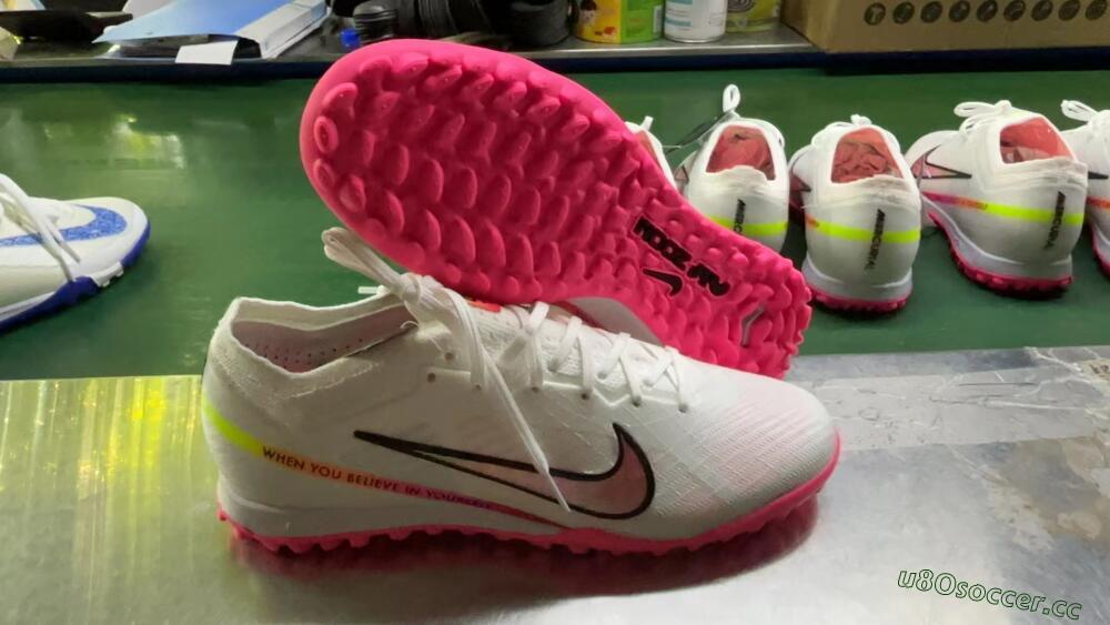 Men's Nike Air Zoom Mercurial Vapor 15 Elite TF Artificial Turf Low-Tops Football Shoes - White/Pink/Black/Yellow