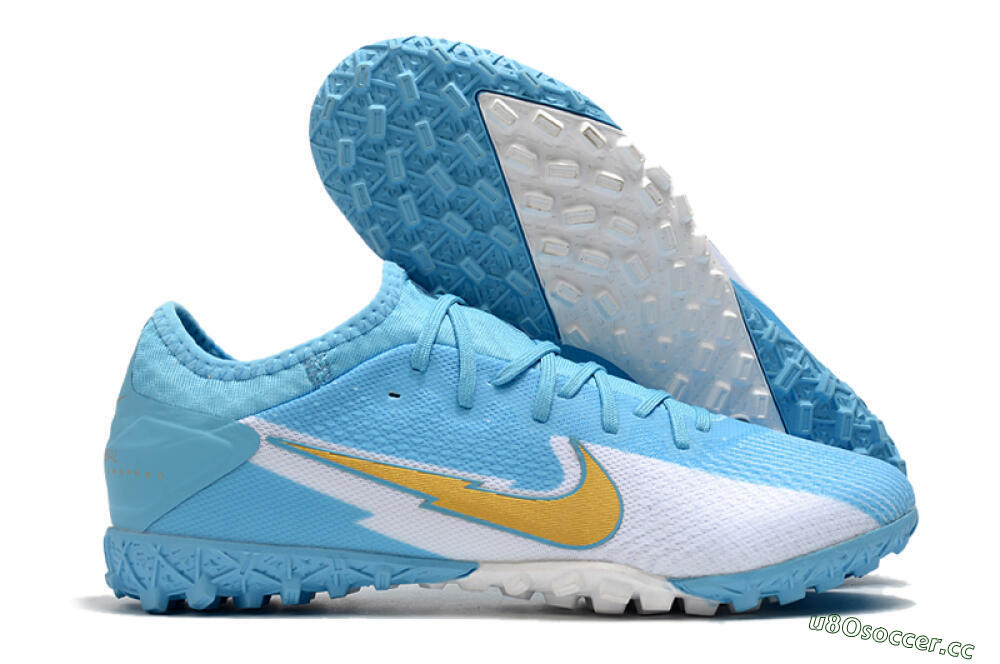 Men's Nike Mercurial Vapor 13 Pro TF Artificial Turf Low-Tops Football Shoes - Jade/White/Gold 2