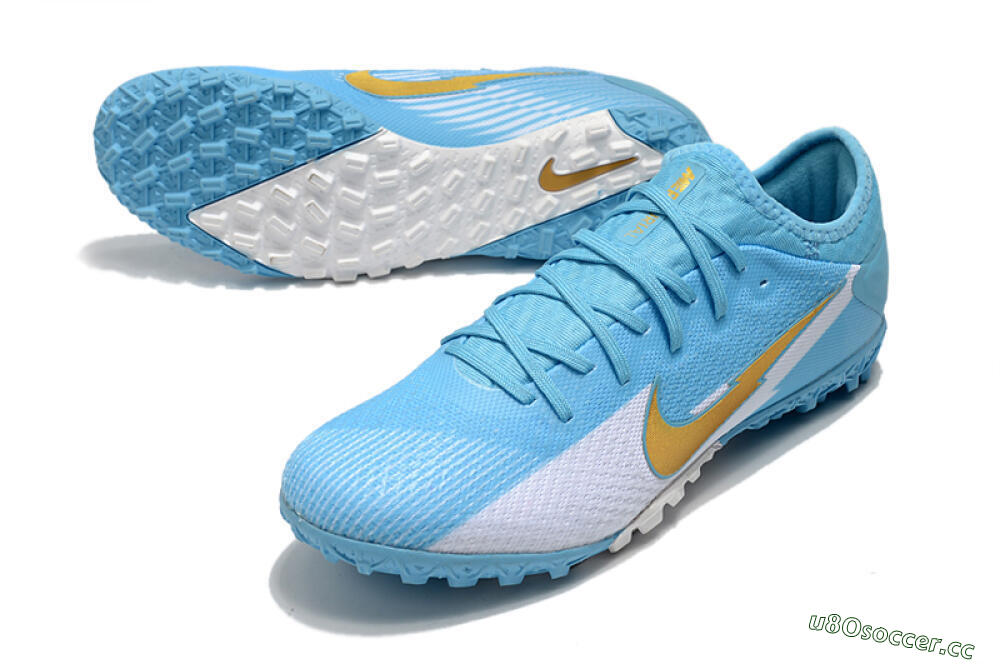 Men's Nike Mercurial Vapor 13 Pro TF Artificial Turf Low-Tops Football Shoes - Jade/White/Gold 3