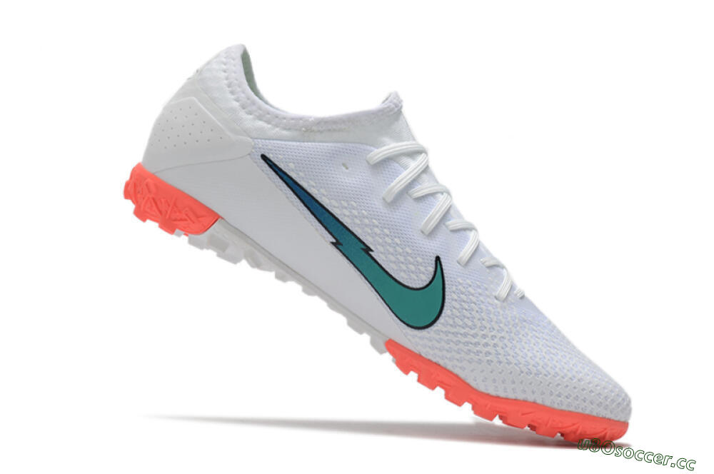 Men's Nike Mercurial Vapor 13 Pro TF Artificial Turf Low-Tops Football Shoes - White/Red 3